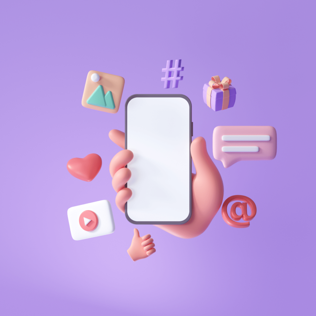 3d online social media communication platform concept hand holding phone with emoji 1